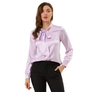 Allegra K Women's Long Sleeve Leopard Print Purple Blouse Large